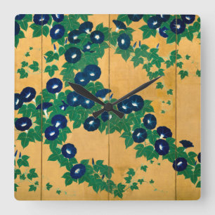 Morning Glories   Early 19th Century Square Wall Clock