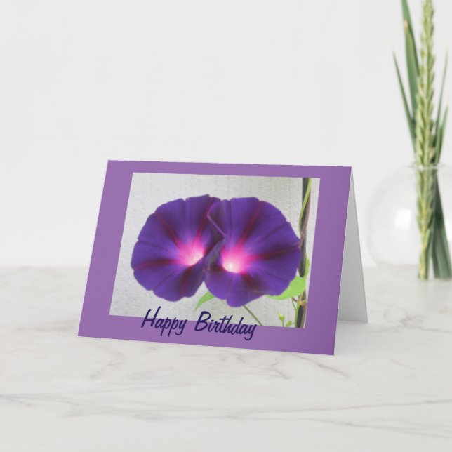 Morning Glories Happy Birthday Greeting Card (Front)