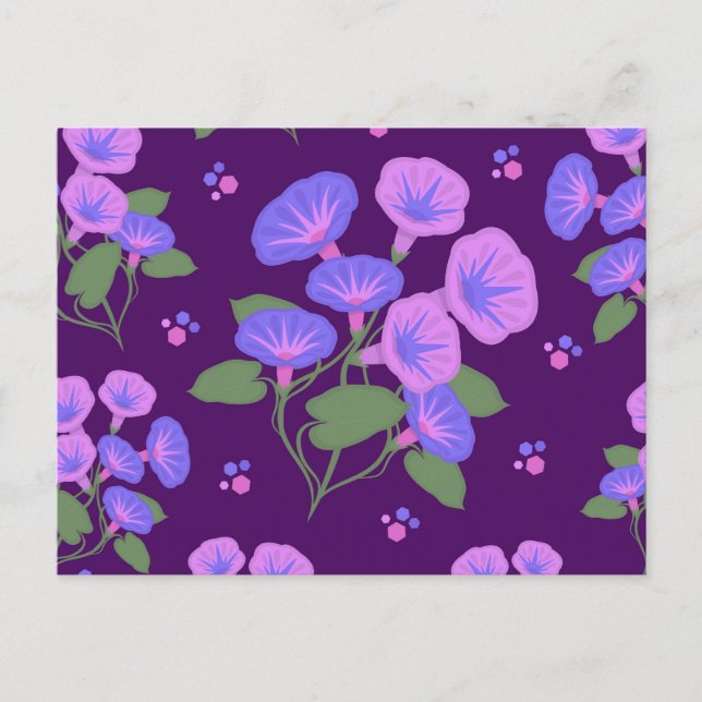 Morning glories, seamless pattern postcard (Front)