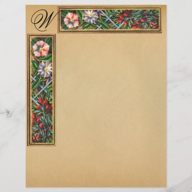 MORNING GLORY AND RED BERRIES MONOGRAM (Front)