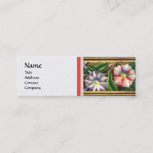 MORNING GLORY AND RED BERRIES WHITE PEARL PAPER MINI BUSINESS CARD