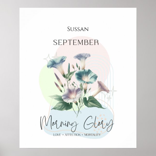 Morning Glory Birth Flower for September Poster (Front)