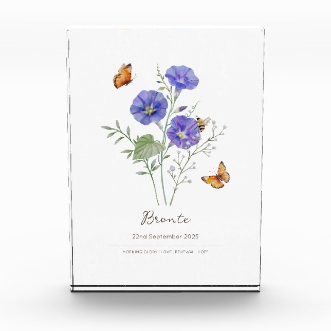 Morning Glory Birth Month Flower Photo Block (Front)