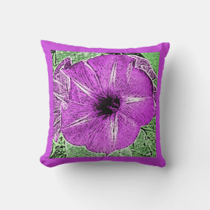 Morning Glory Block Print - amethyst purple Cushion