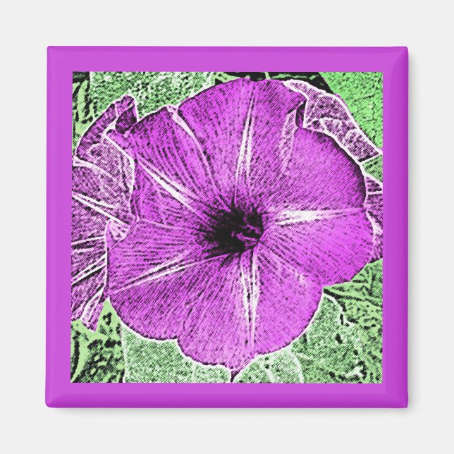 Morning Glory Block Print - amethyst purple Magnet (Front)