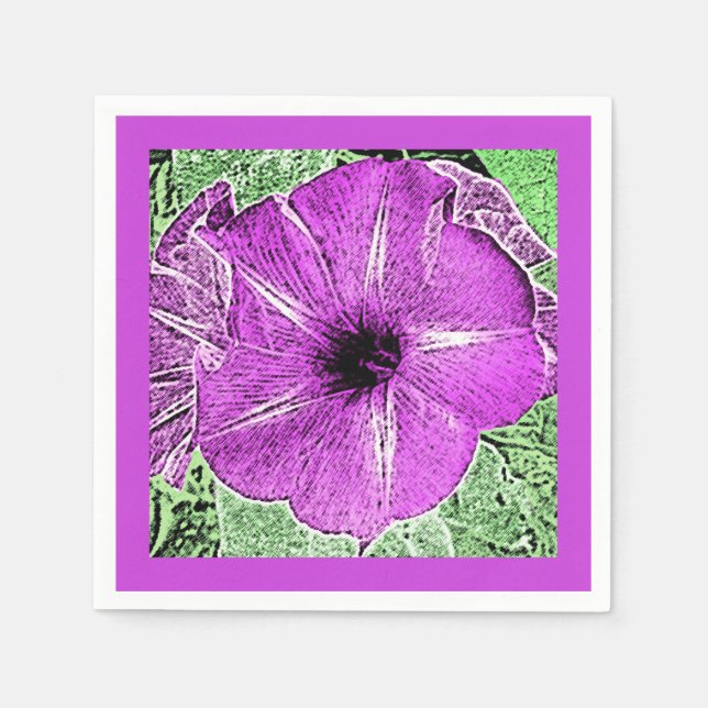 Morning Glory Block Print - amethyst purple Napkin (Front)