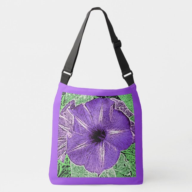 Morning Glory Block Print - soft violet Crossbody Bag (Front)