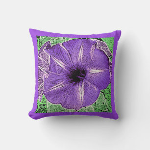Morning Glory Block Print - soft violet Cushion
