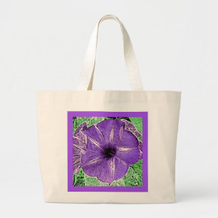 Morning Glory Block Print - soft violet Large Tote Bag
