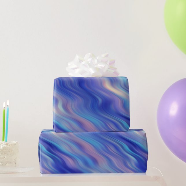 Morning Glory Blue Wavy Texture Wrapping Paper (Party Gifts)