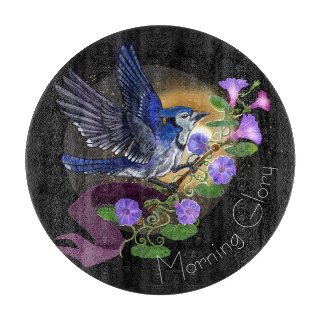 Morning Glory Bluejay Cutting Board (Front)