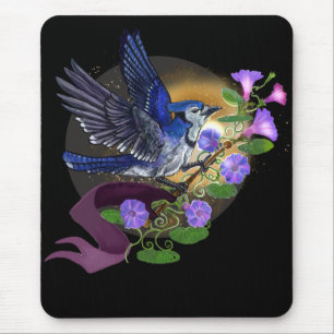 Morning Glory BlueJay Mouse Mat