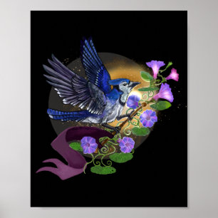 Morning Glory BlueJay  Poster