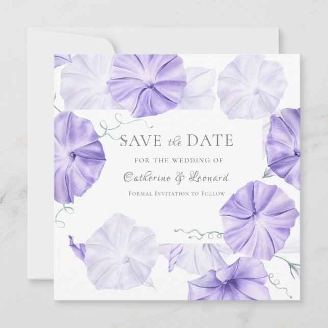 Morning Glory Calligraphy  Save The Date (Front)
