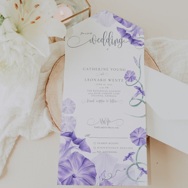 Morning Glory Calligraphy Wedding  All In One Invitation (Creator Uploaded)