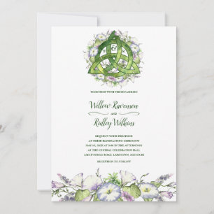 Morning Glory Celtic Green Triquetra Handfasting Invitation