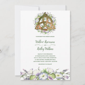 Morning Glory Celtic Orange Triquetra Handfasting Invitation