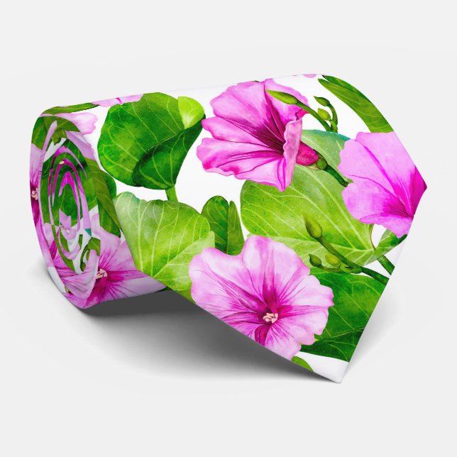 Morning Glory Floral Pattern Tie (Rolled)