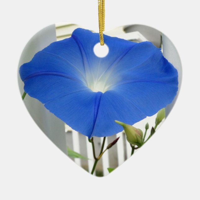 Morning Glory Flower Ceramic Tree Decoration (Front)