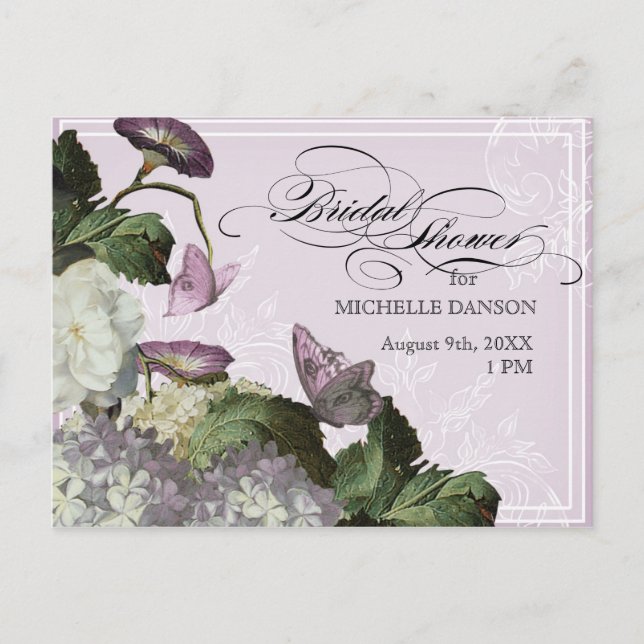 Morning Glory Hydrangea -  Bridal Shower Postcard (Front)