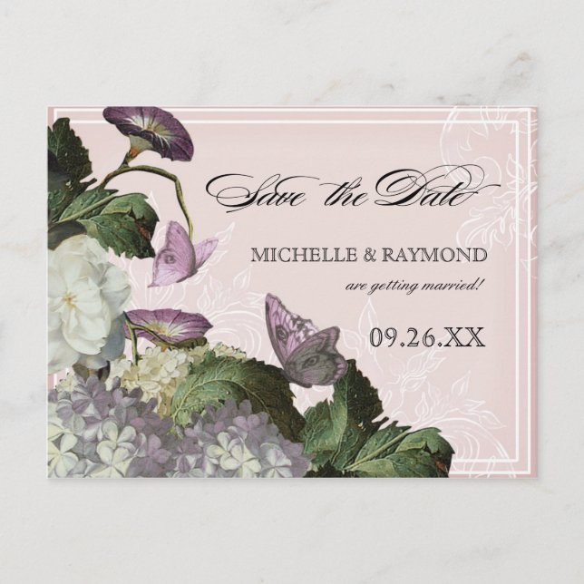 Morning Glory Hydrangea -  Save the Date Postcard (Front)