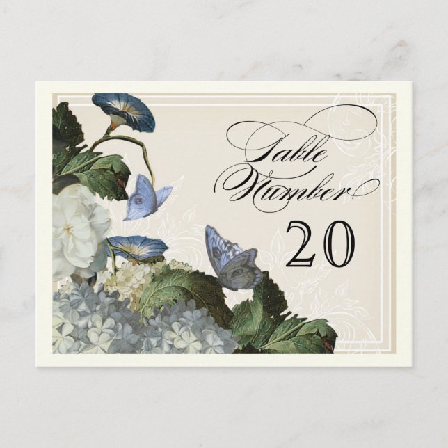 Morning Glory Hydrangea -  Table Seating Numbers Postcard (Front)