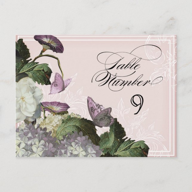Morning Glory Hydrangea -  Table Seating Numbers Postcard (Front)