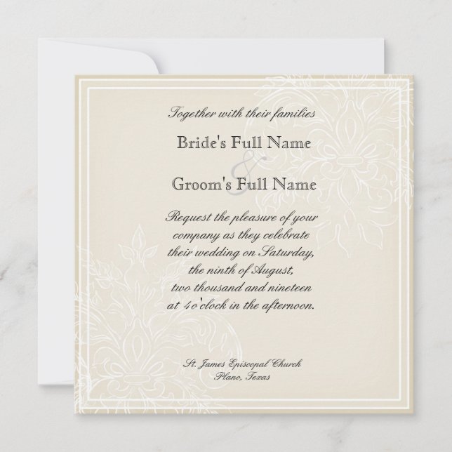 Morning Glory Hydrangea Wedding Invitation - Blue (Front)