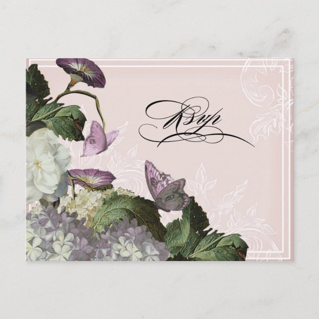 Morning Glory Hydrangea -  Wedding Postcard RSVP (Front)