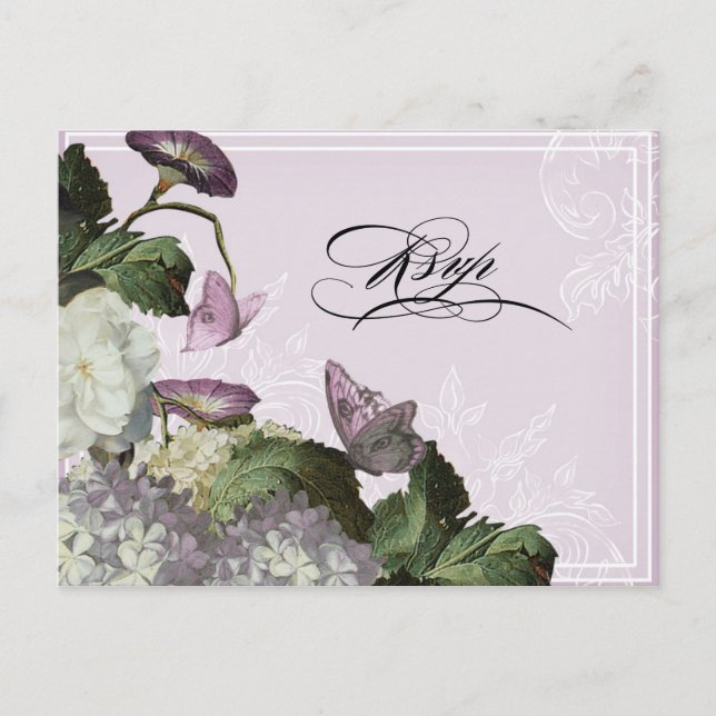 Morning Glory Hydrangea -  Wedding Postcard RSVP (Front)