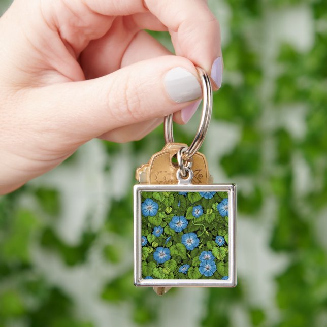 Morning glory in blue and green key ring (Hand)