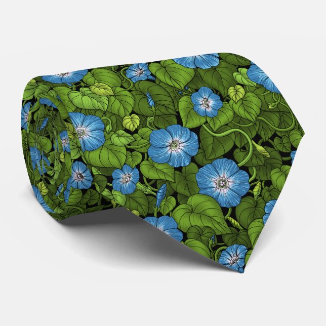 Morning glory in blue and green tie (Rolled)