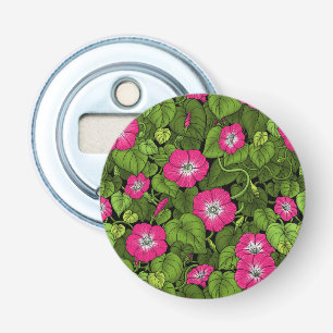 Morning glory in pink and green bottle opener