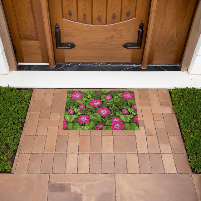 Morning glory in pink and green doormat (Outdoor)