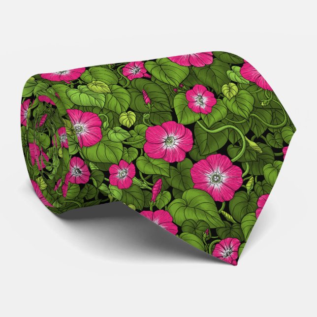 Morning glory in pink and green tie (Rolled)