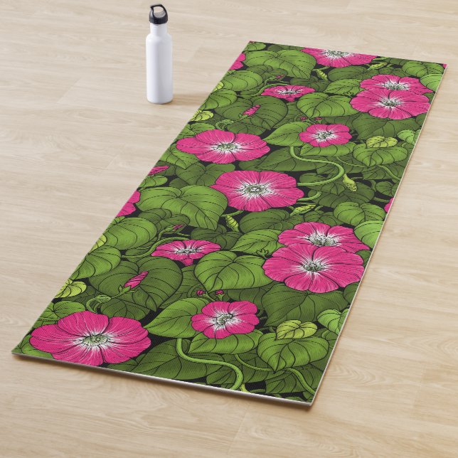 Morning glory in pink and green yoga mat (In Situ)