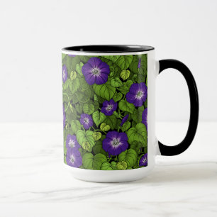 Morning glory in purple and green mug