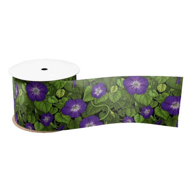 Morning glory in purple and green satin ribbon (Spool)