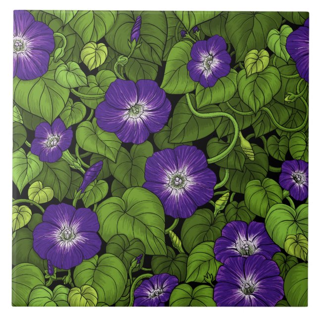 Morning glory in purple and green tile (Front)