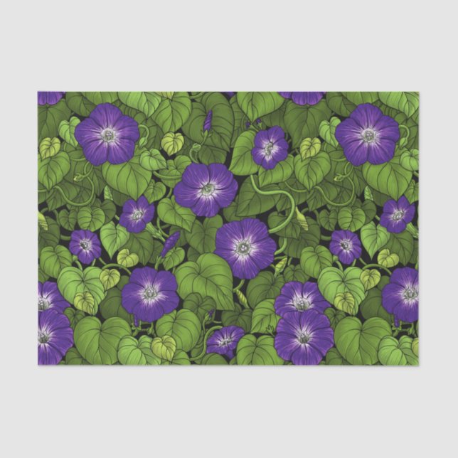 Morning glory in purple and green tissue paper (Front)
