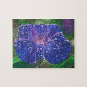 Morning Glory (Ipomoea Purpurea) Petals and Dew Dr Jigsaw Puzzle