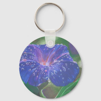 Morning Glory (Ipomoea Purpurea) Petals and Dew Dr Key Ring