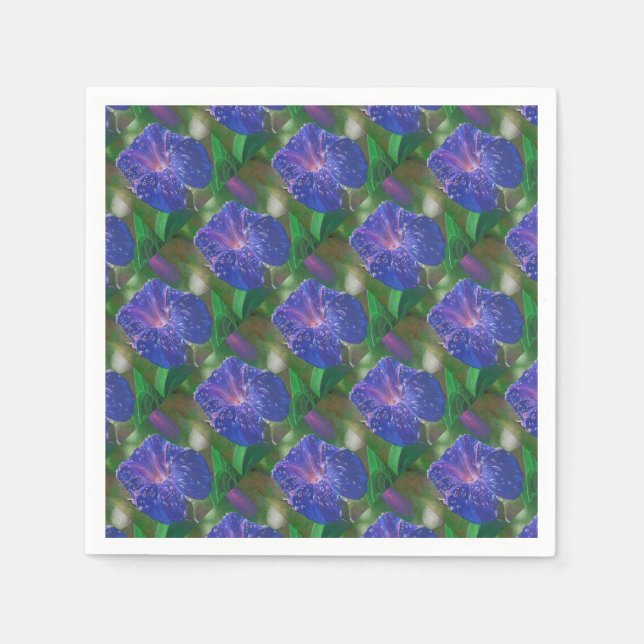 Morning Glory (Ipomoea Purpurea) Petals and Dew Dr Napkin (Front)