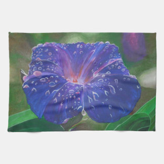 Morning Glory (Ipomoea Purpurea) Petals and Dew Dr Tea Towel