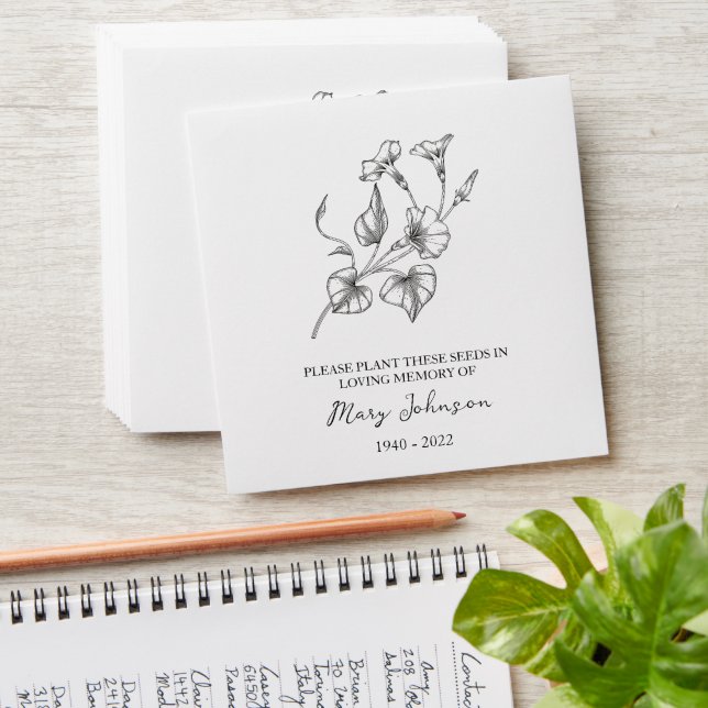 Morning Glory Memorial Funeral Seed Envelope (Stacked)