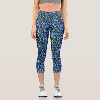 Morning Glory Pattern High Waisted Yoga Capris