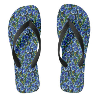 Morning Glory Pattern Wide Strap Flip Flops