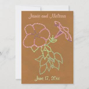 Morning Glory Pink Green Brown Wedding Invitations