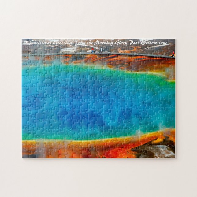 Morning Glory Pool Yellowstone. Christmas Greeting Jigsaw Puzzle (Horizontal)