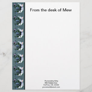 Morning Glory Shadow Fairy and Cosmic Cat Custom Letterhead